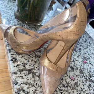 So Kate Louboutin Clear and Cork. Summer shoe 🥰